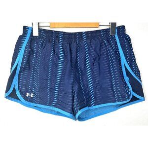 Under Armour Running Shorts Women M Heat Gear Blue Fitted Training Gym Lined